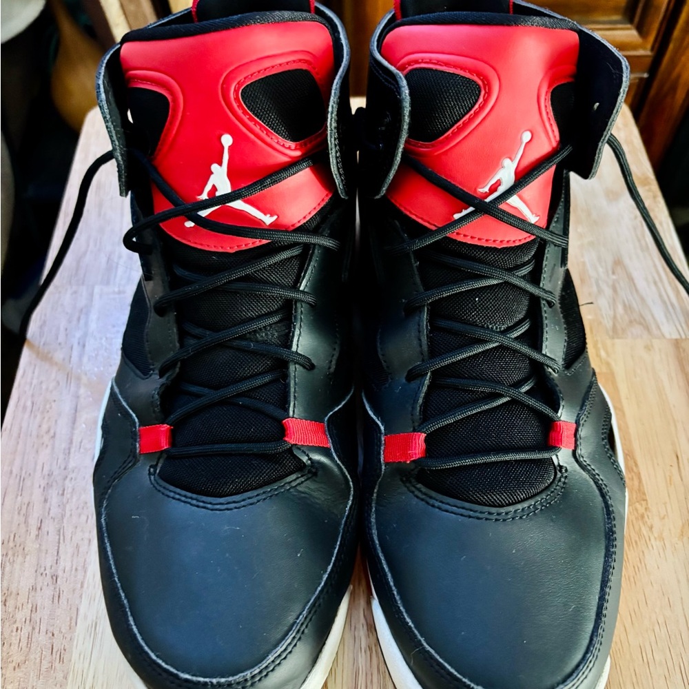 Jordan Men's Black and Red High-Top Sneakers